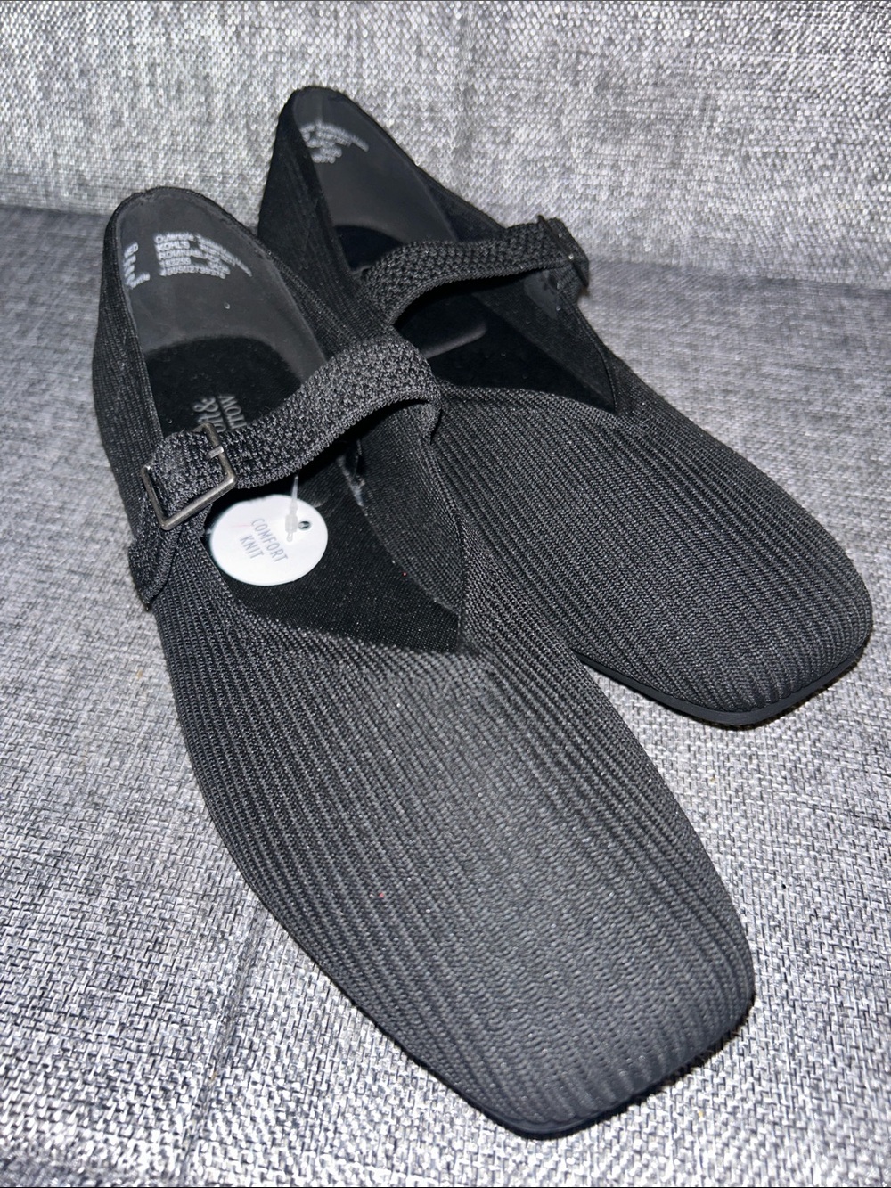 NWT - croft & barrow Black Knit Mary Jane Slip-On Loafers